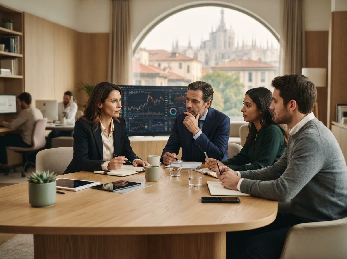 Vettadoro Markets - membro del team che lavora su modelli di analisi dati da una postazione da remoto